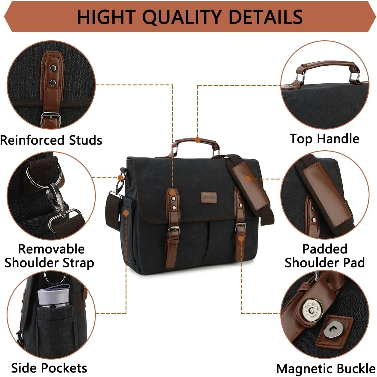 RAVUO Messenger Bag for Men, Water Resistant 15.6 17.3 Inch Laptop Briefcase Bag Casual Mens Satchel for Business
