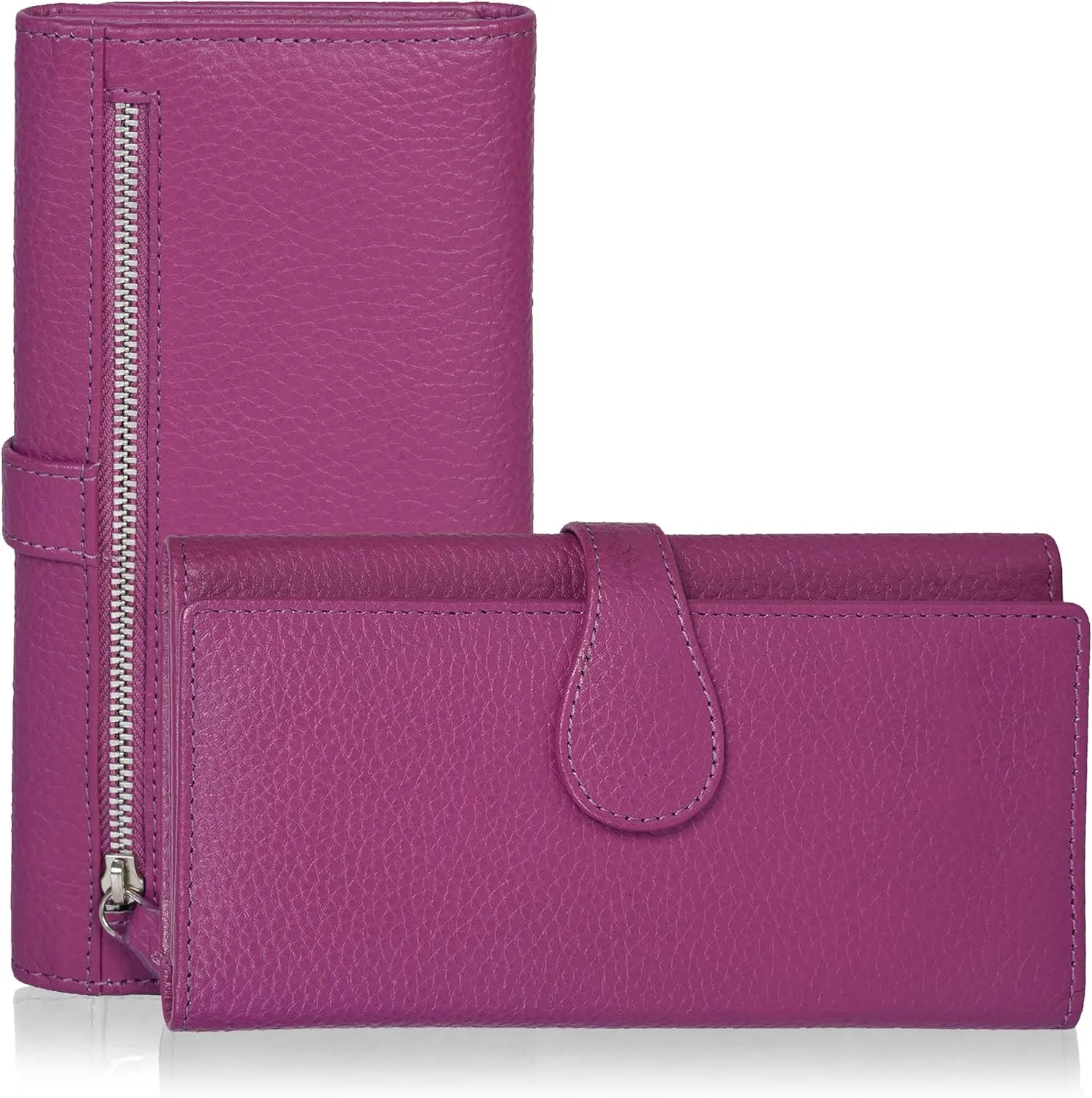 Real Leather Women Wallet Leather with RFID Blocking -Trifold Card Holder Designer Ladies Clutch with ID Window Wallets