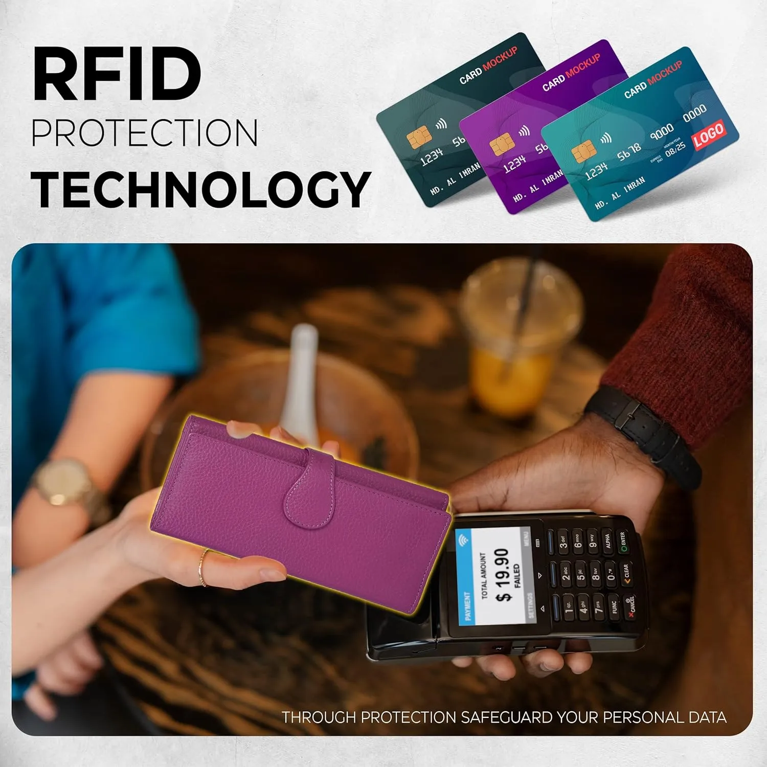 Real Leather Women Wallet Leather with RFID Blocking -Trifold Card Holder Designer Ladies Clutch with ID Window Wallets