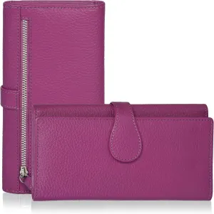 Real Leather Women Wallet Leather with RFID Blocking -Trifold Card Holder Designer Ladies Clutch with ID Window Wallets