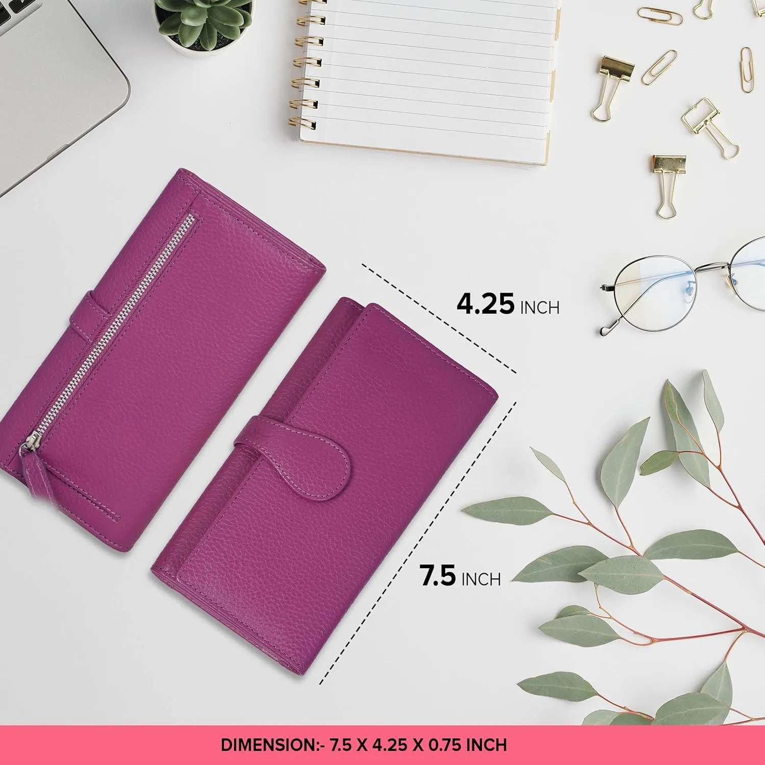 Real Leather Women Wallet Leather with RFID Blocking -Trifold Card Holder Designer Ladies Clutch with ID Window Wallets