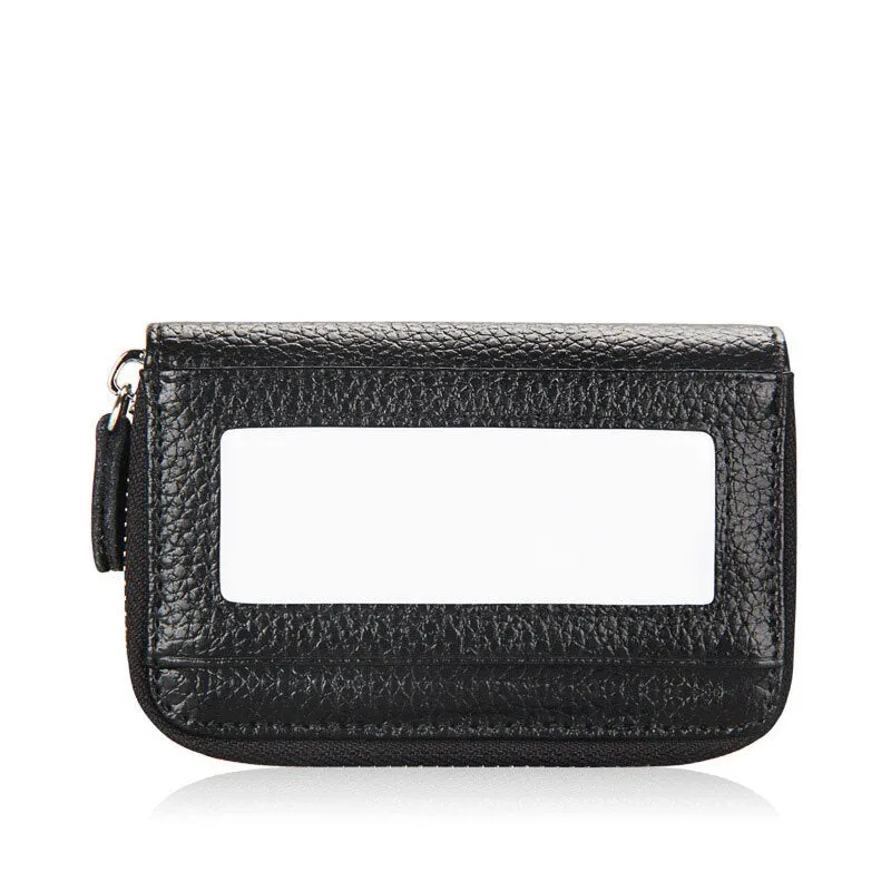 Realaiot Genuine Leather Blocking Wallet Credit Card Holder Bifold Short Clutch Coin Purse Ladies Small ID Card Case Pack Women