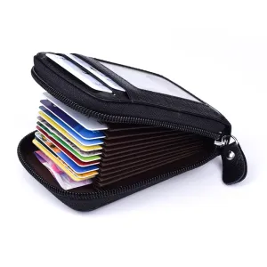 Realaiot Genuine Leather Blocking Wallet Credit Card Holder Bifold Short Clutch Coin Purse Ladies Small ID Card Case Pack Women