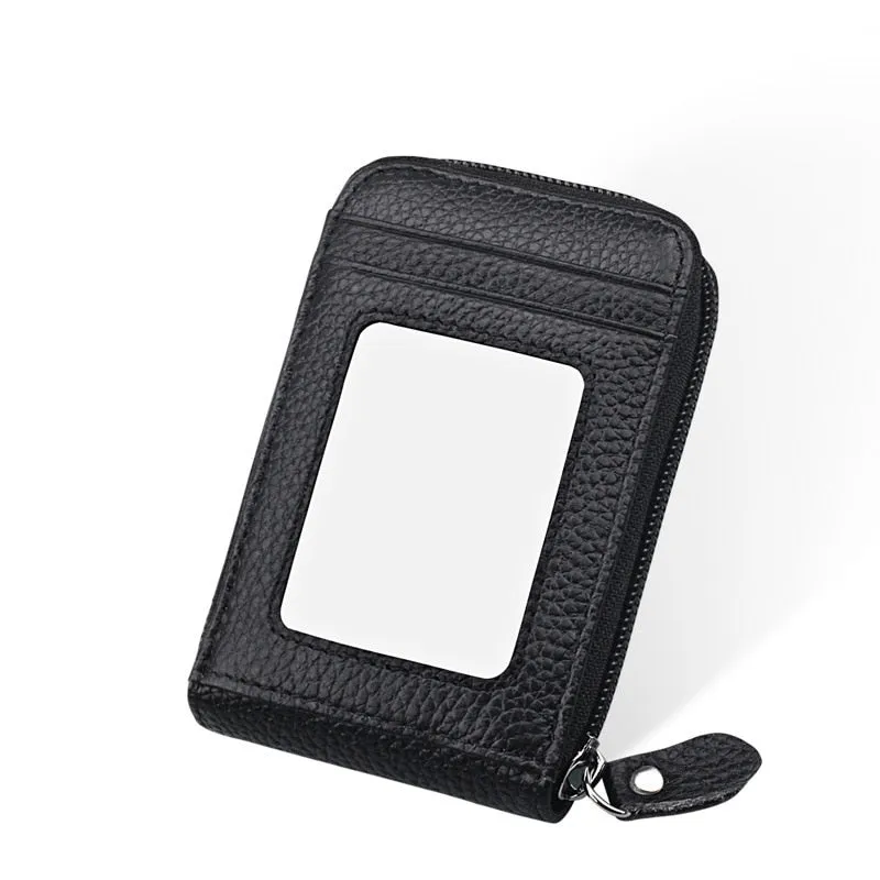 Realaiot Genuine Leather Blocking Wallet Credit Card Holder Bifold Short Clutch Coin Purse Ladies Small ID Card Case Pack Women