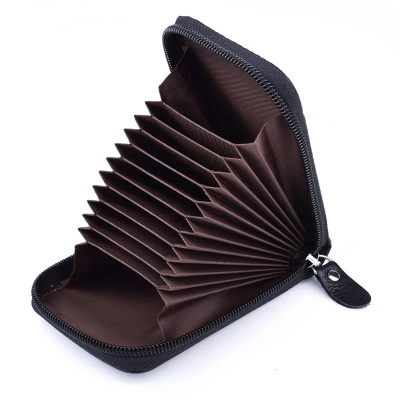 Realaiot Genuine Leather Blocking Wallet Credit Card Holder Bifold Short Clutch Coin Purse Ladies Small ID Card Case Pack Women