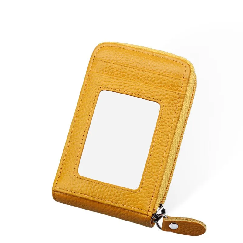 Realaiot Genuine Leather Blocking Wallet Credit Card Holder Bifold Short Clutch Coin Purse Ladies Small ID Card Case Pack Women