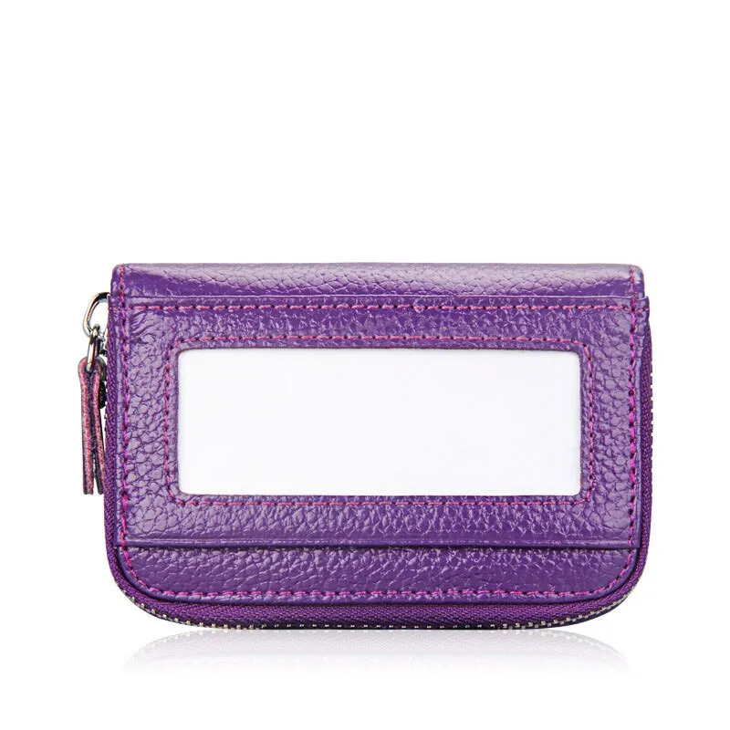 Realaiot Genuine Leather Blocking Wallet Credit Card Holder Bifold Short Clutch Coin Purse Ladies Small ID Card Case Pack Women