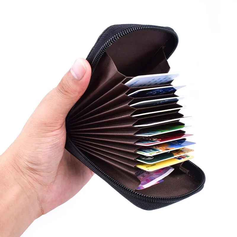 Realaiot Genuine Leather Blocking Wallet Credit Card Holder Bifold Short Clutch Coin Purse Ladies Small ID Card Case Pack Women