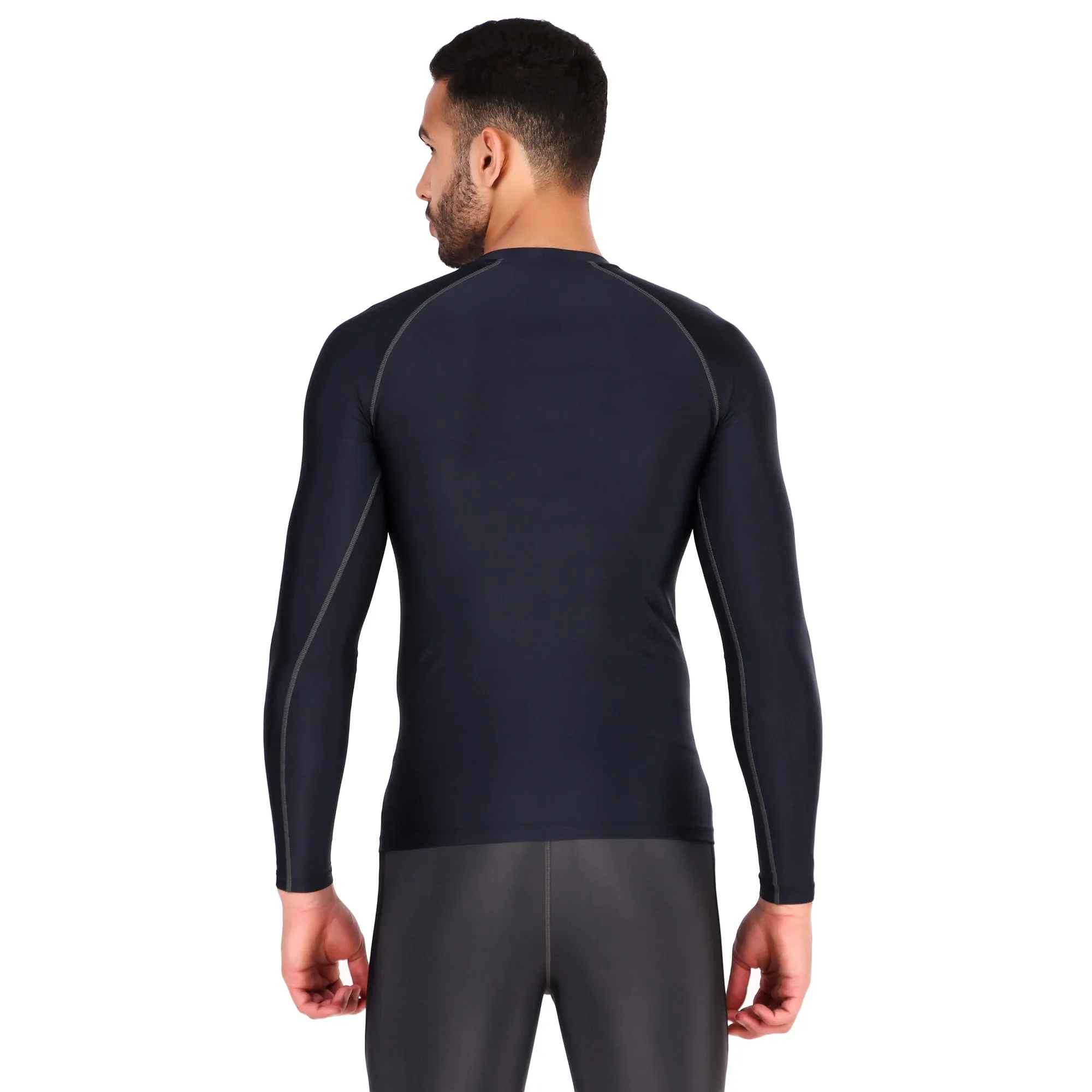 Recharge Polyester Compression Top Full Sleeve (Navy Blue)