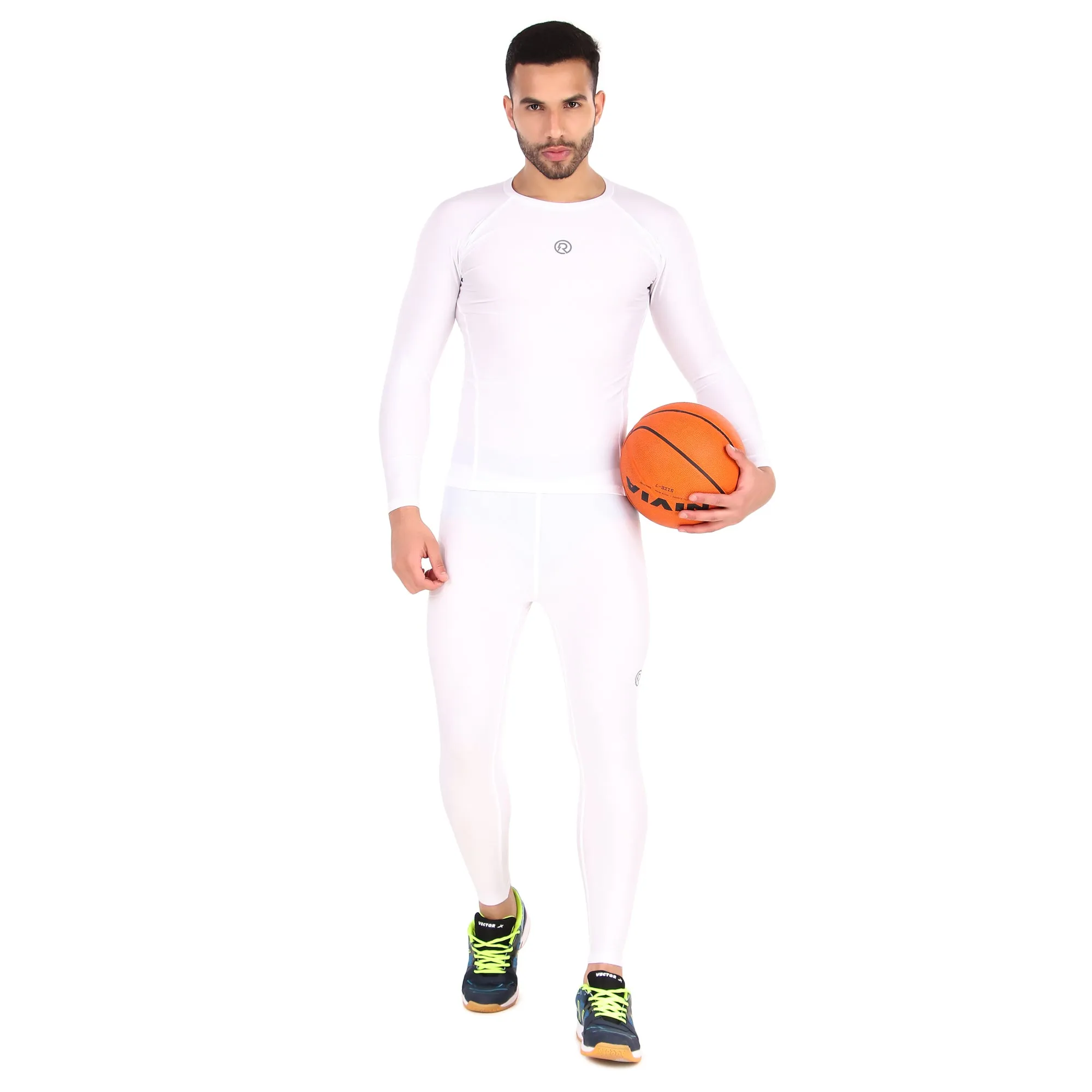 Recharge Polyester Compression Top Full Sleeve (White)