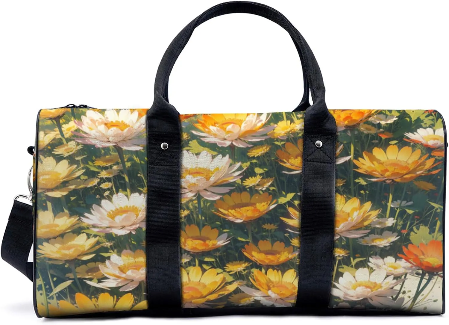 Red yellow white sunflower bush Travel Duffel Bag for Woman Weekender Bag Man Tote Gym Bag Sport Gym Bag Hospital Bag for Labor and Delivery Overnight Bag Luggage Bag