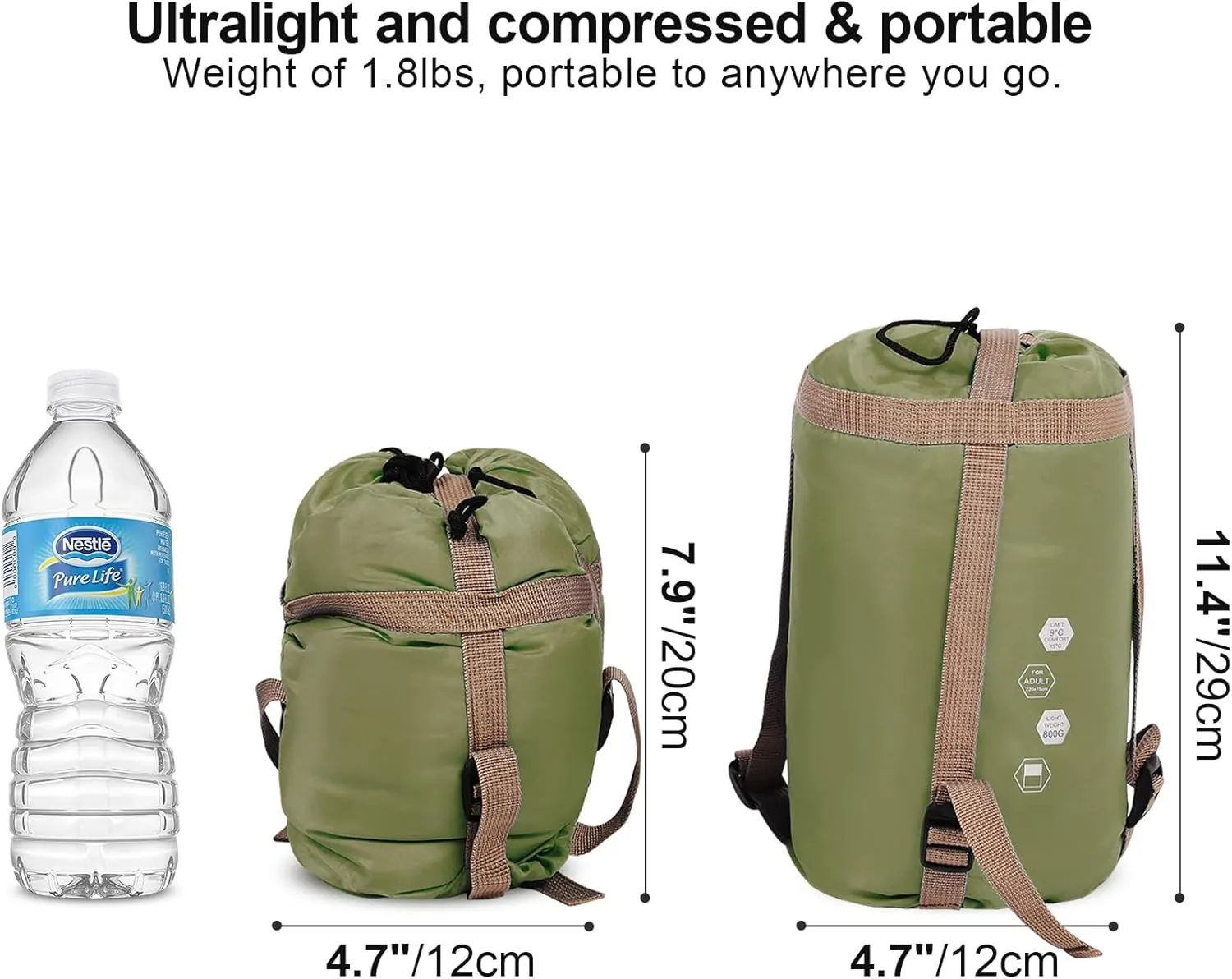 REDCAMP Ultra Lightweight Sleeping Bag for Backpacking, Comfort for Adults Warm Weather, with Compression Sack