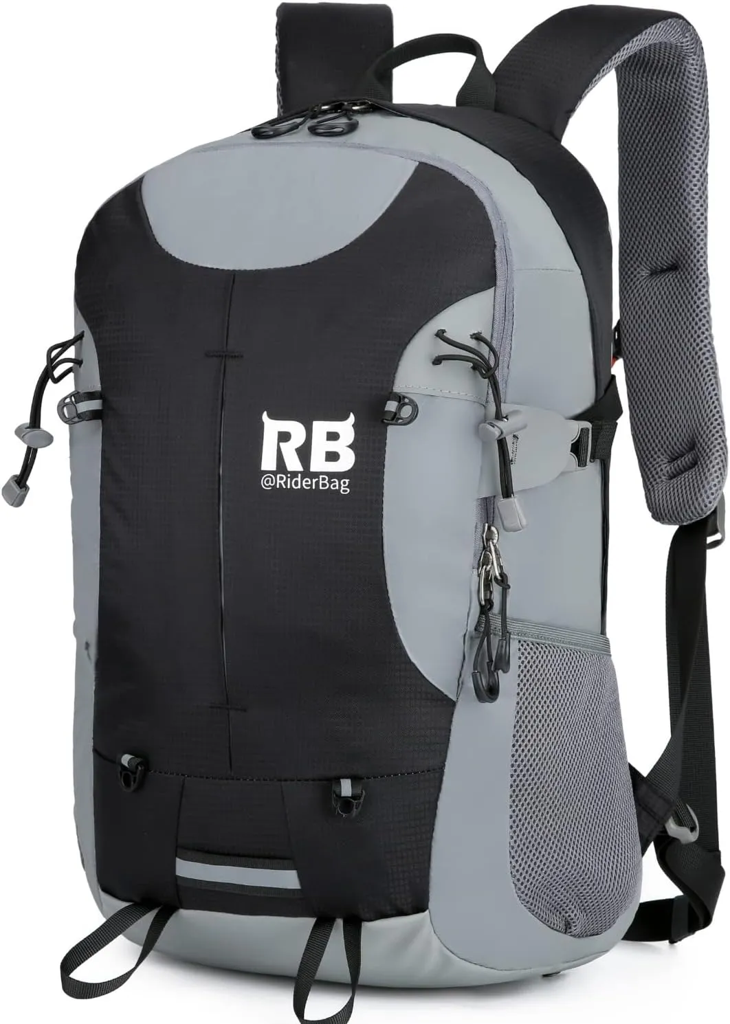 Reflective Motorcycle Backpack 35L, Lightweight Water-Resistant Daypack with Laptop Pocket for Commuting, Biking, and Daily Use – Black