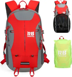 Reflective Motorcycle Backpack 35L, Lightweight Water-Resistant Daypack with Laptop Pocket for Commuting, Biking, and Daily Use – Red