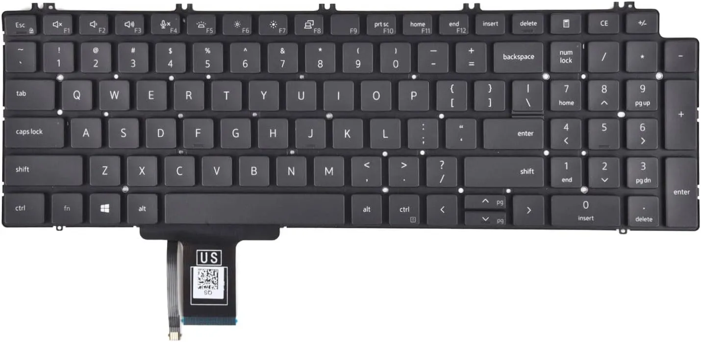 Replacement Keyboard for Dell Precision 7750 7550 7760 7560 Series Laptop with Backlit US Layout P/N: 0713DM 713DM PK132V72B00