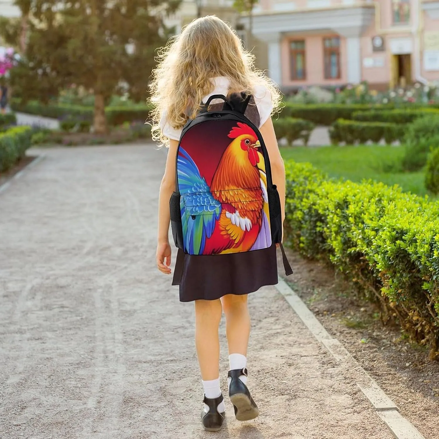 Retro Rooster Art Rucksacks Polyester Anti-Theft Multipurpose Carry On Bag Large Capacity Gym Outdoor Hiking Backpack With Smooth Zippers