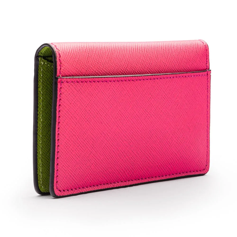 RFID Bifold Credit Card Holder - Pink With Lime