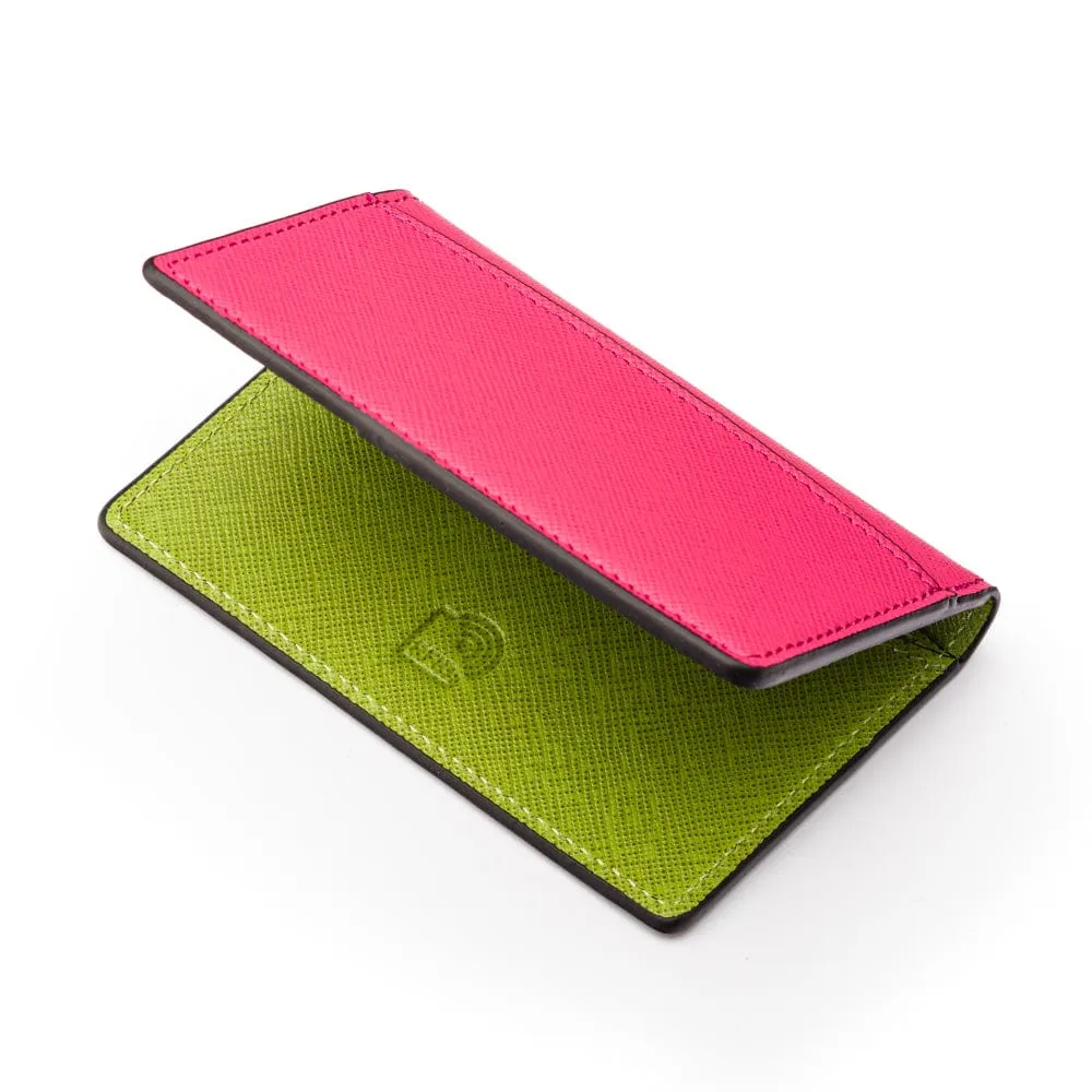 RFID Bifold Credit Card Holder - Pink With Lime