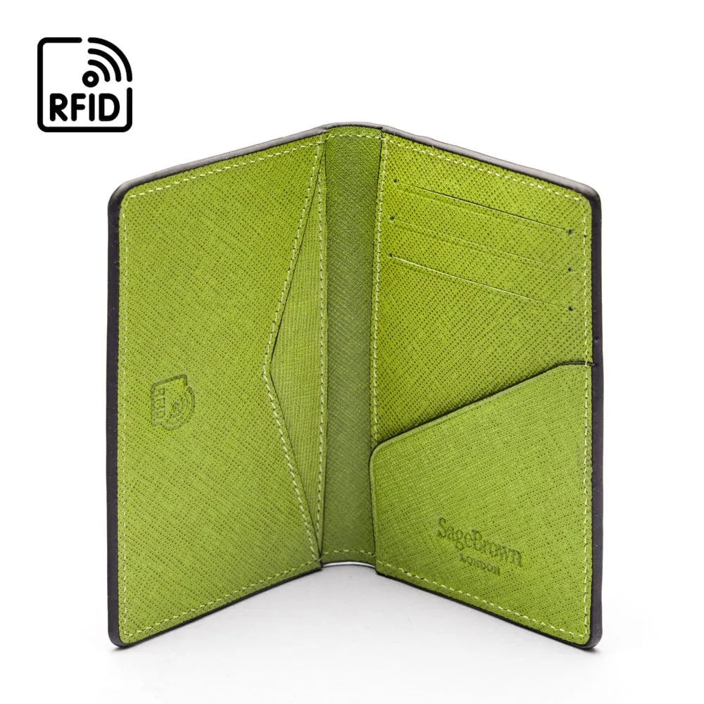 RFID Bifold Credit Card Holder - Pink With Lime