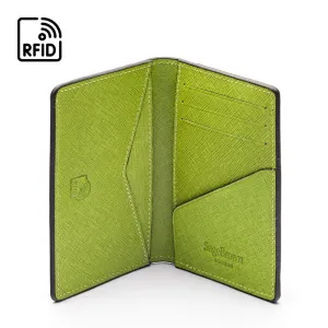 RFID Bifold Credit Card Holder - Pink With Lime