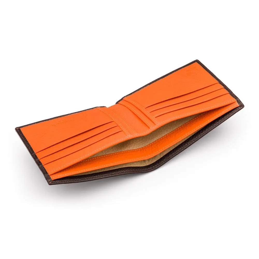 RFID Leather Wallet With 6 CC - Brown With Orange