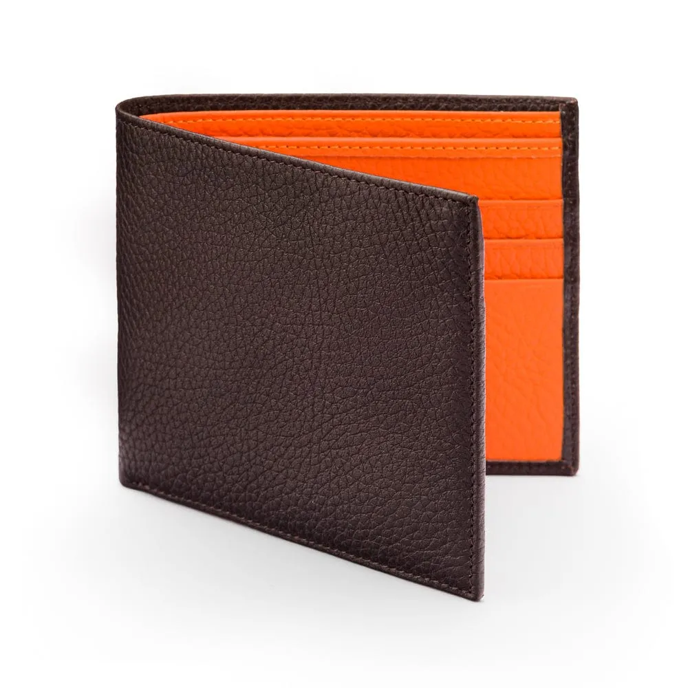 RFID Leather Wallet With 6 CC - Brown With Orange