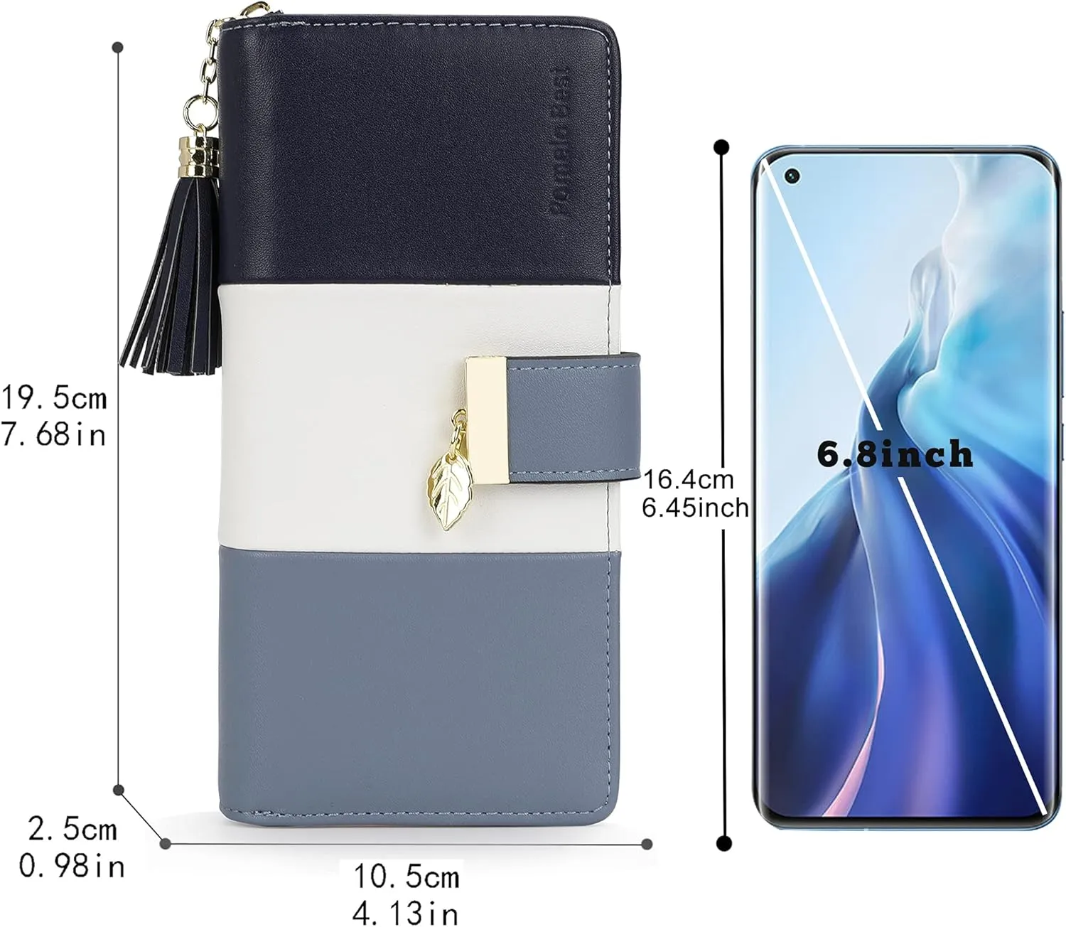 RFID Wallets for Women with Multiple Card Slots and Cellphone Compartment, Womens Wallet (bule/white/blue)