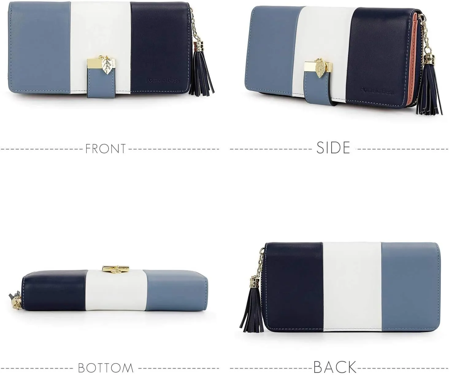RFID Wallets for Women with Multiple Card Slots and Cellphone Compartment, Womens Wallet (bule/white/blue)