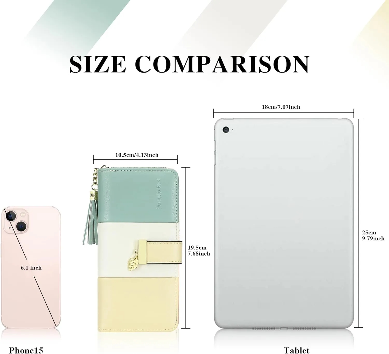RFID Wallets for Women with Multiple Card Slots and Cellphone Compartment, Womens Wallet (cream yellow/white/green sand)