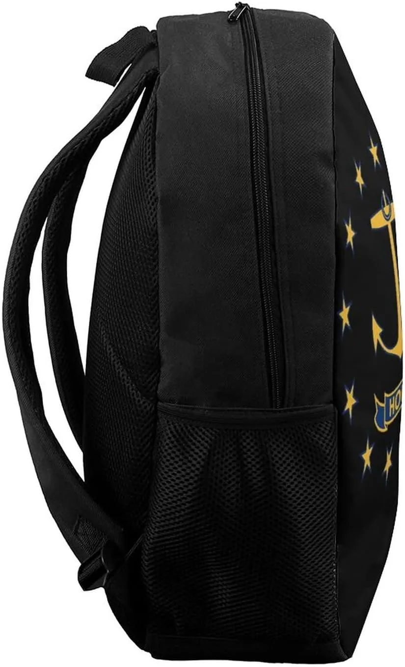 Rhode Island State Flag Backpack with Adjustable Straps, Suitable for Travel Picnics Activities
