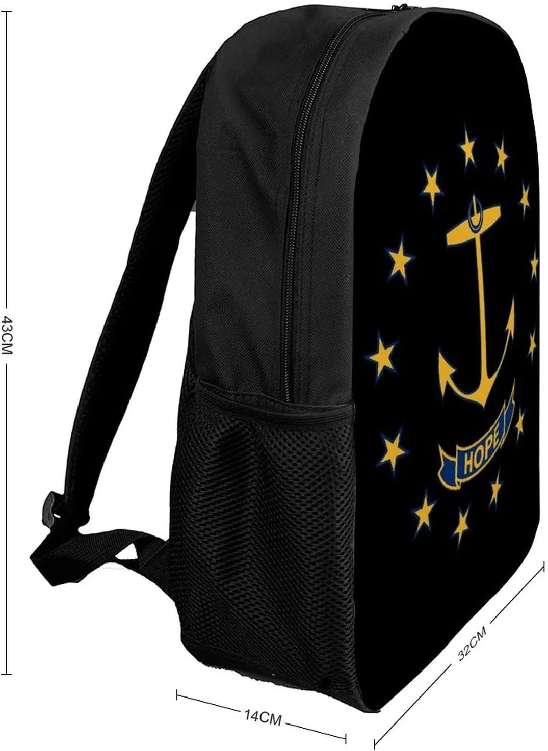 Rhode Island State Flag Backpack with Adjustable Straps, Suitable for Travel Picnics Activities