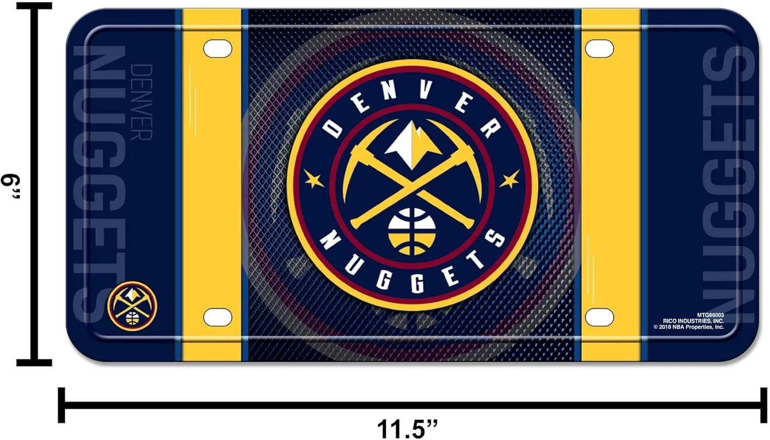 Rico Industries NBA Basketball Metal Auto Tag 6" x 12" - Great for Truck/Car/SUV