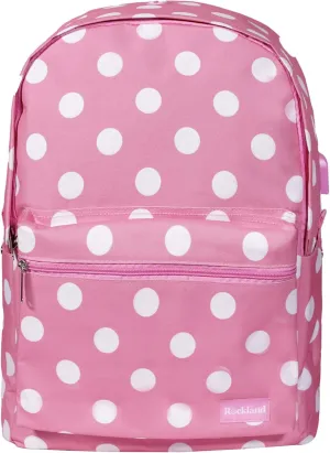 Rockland Classic Laptop Backpack, Pinkdot, Large