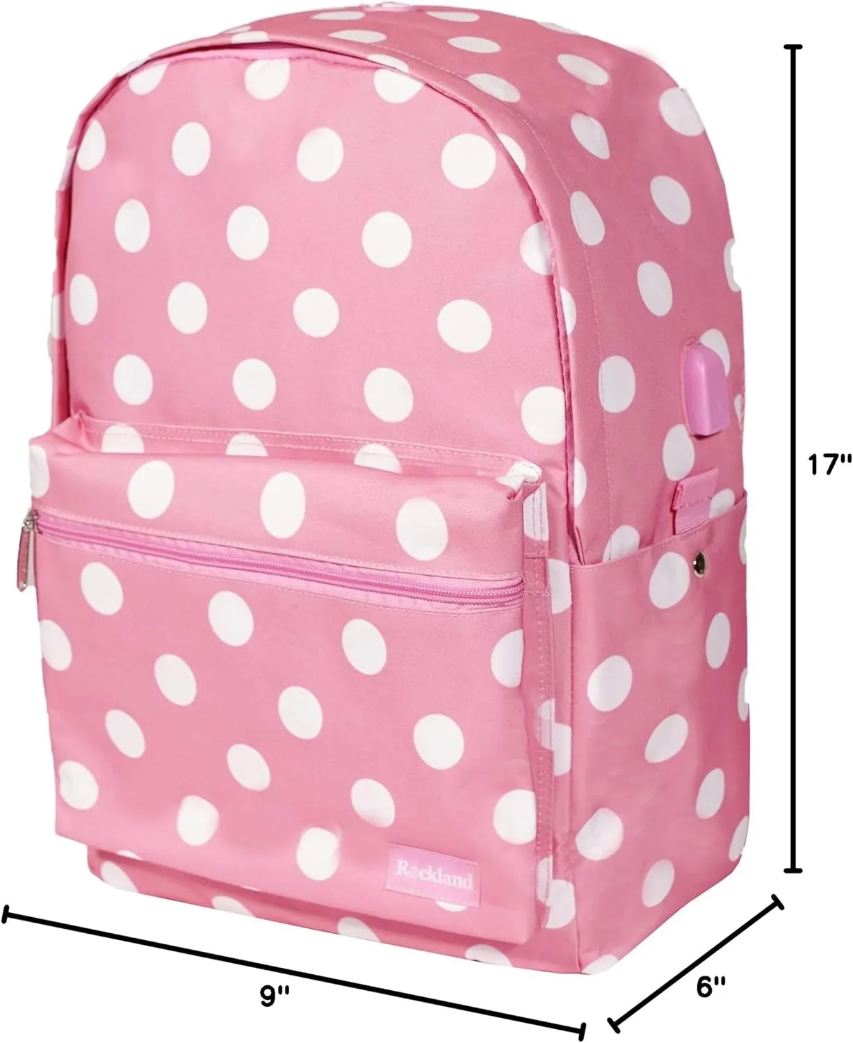 Rockland Classic Laptop Backpack, Pinkdot, Large