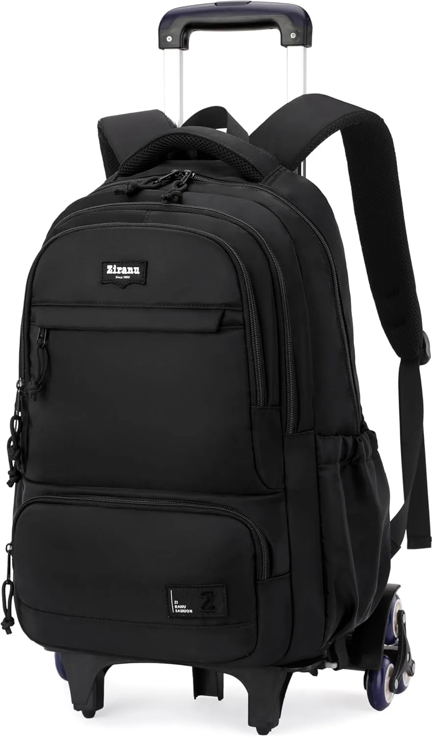 Rolling Backpack for Boys with 6 Wheels Roller Backpack Wheeled School Bag for Teen Boys Black