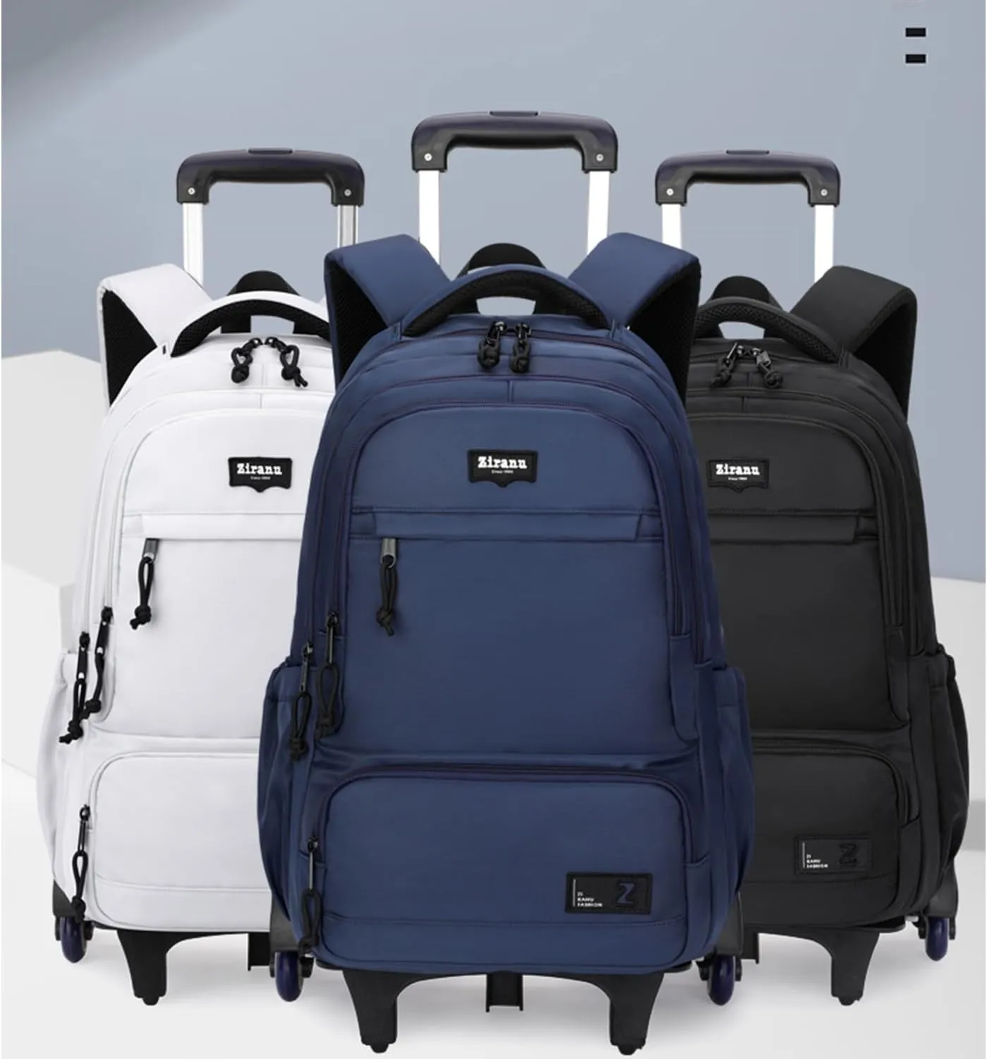 Rolling Backpack for Boys with 6 Wheels Roller Backpack Wheeled School Bag for Teen Boys Black