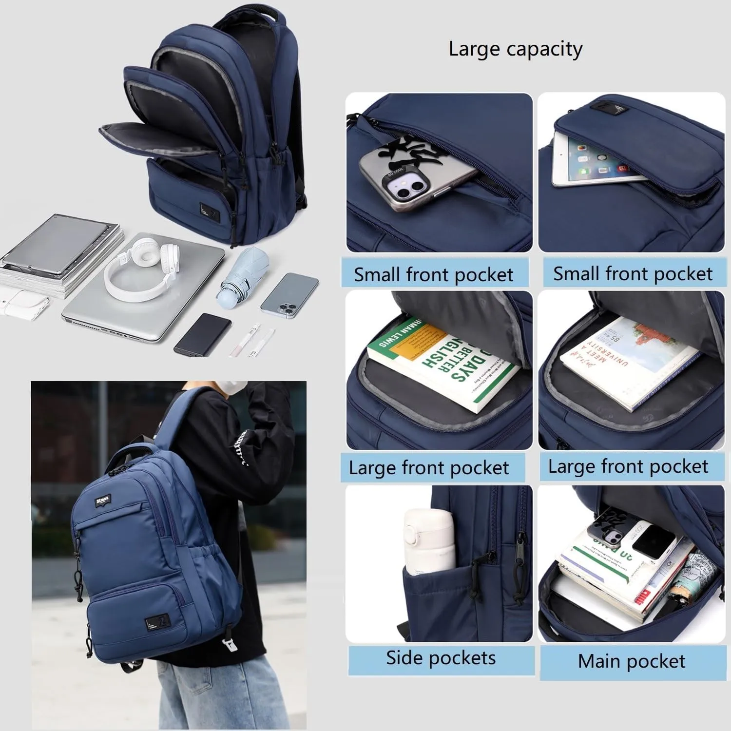 Rolling Backpack for Boys with 6 Wheels Roller Backpack Wheeled School Bag for Teen Boys Black