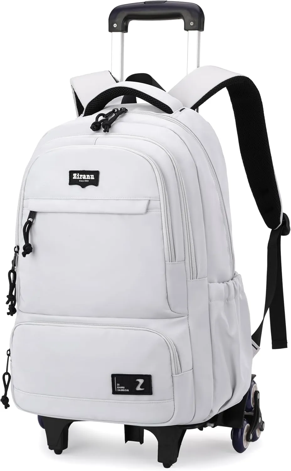 Rolling Backpack for Boys with Wheels Roller Backpack Wheeled School Bag for Teen Boys White