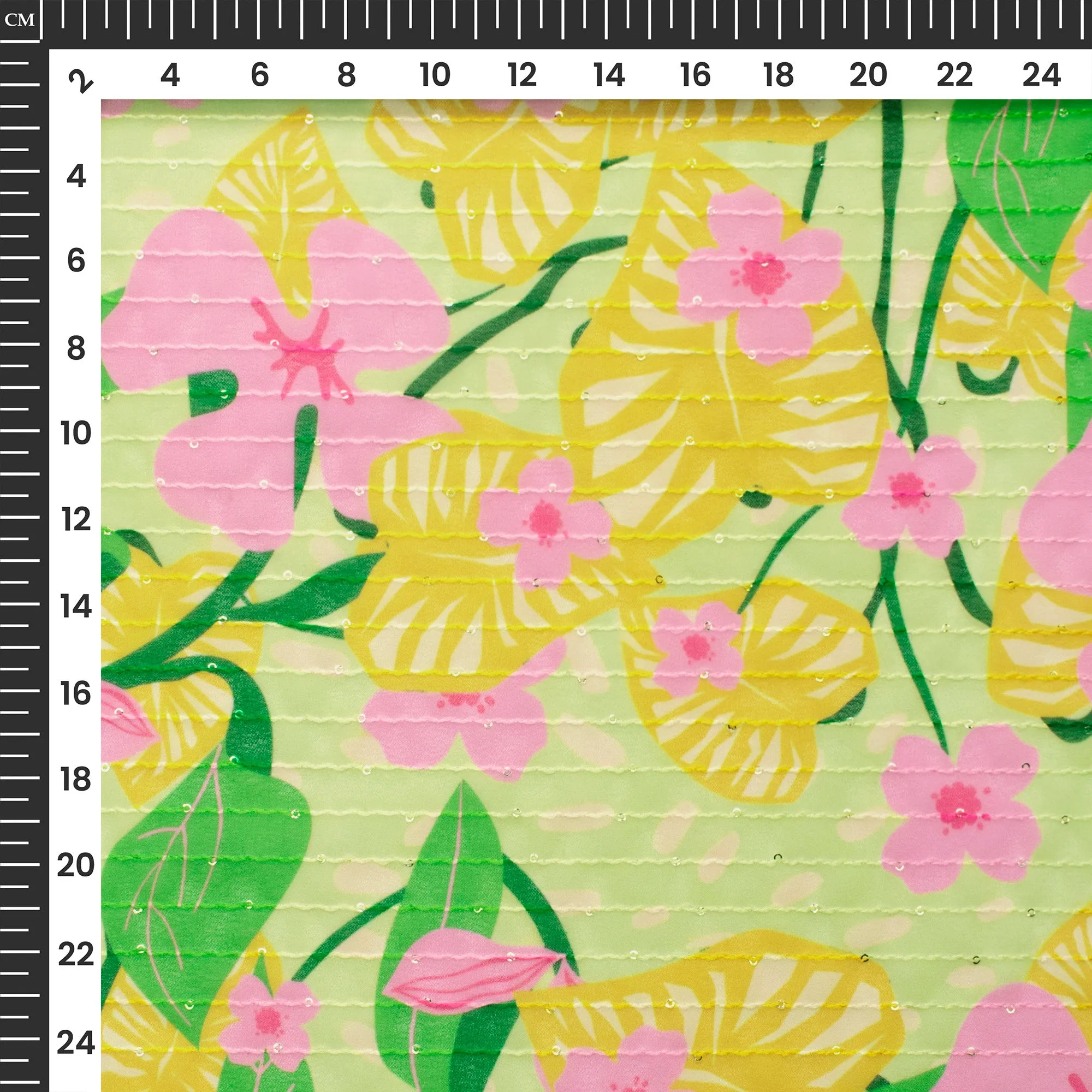 Romantic Floral Digital Print Sequin Georgette Fabric  For Gen-Z Fits