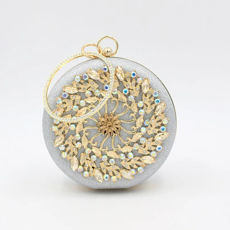 Round Crystal Clutch Women's Mini Handbag Evening Clutch Bag