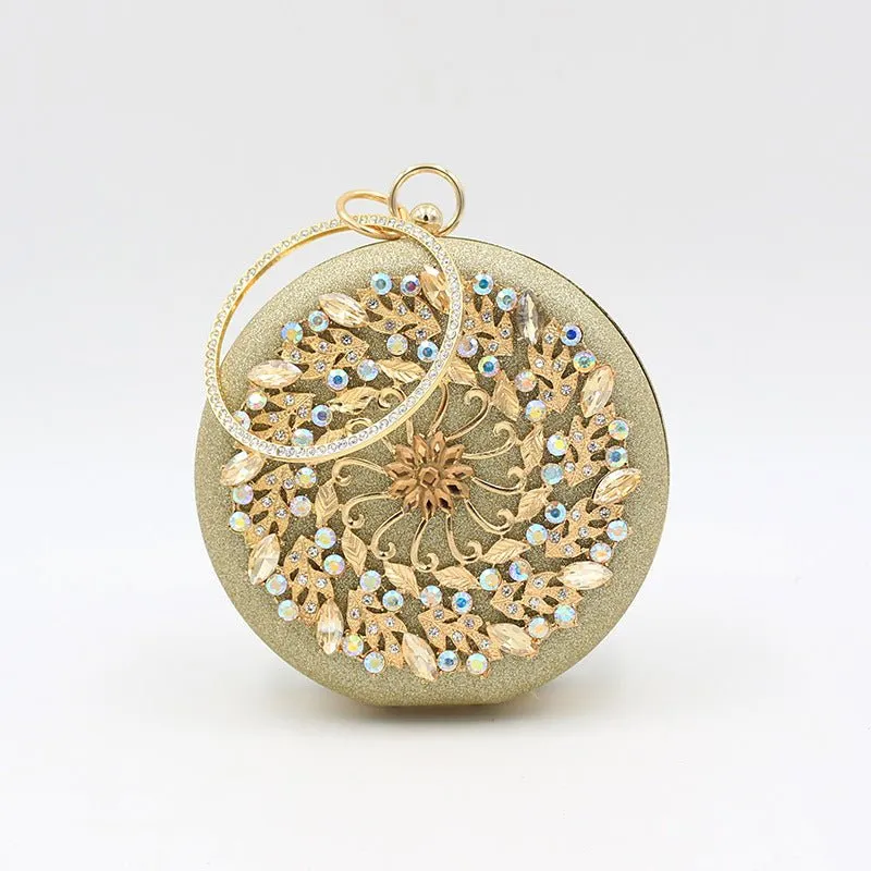Round Crystal Clutch Women's Mini Handbag Evening Clutch Bag