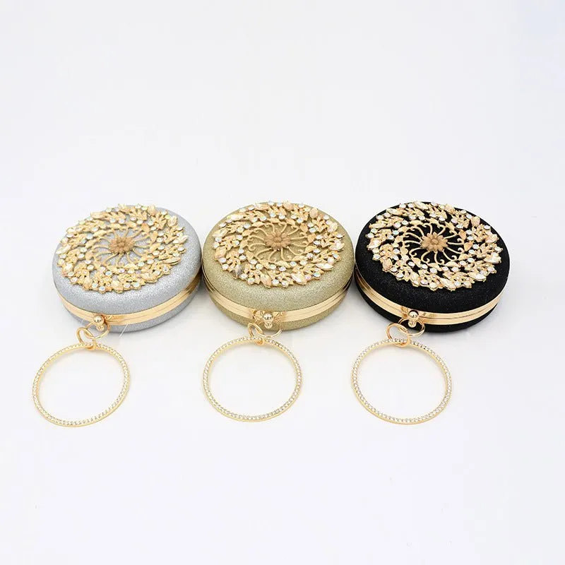 Round Crystal Clutch Women's Mini Handbag Evening Clutch Bag