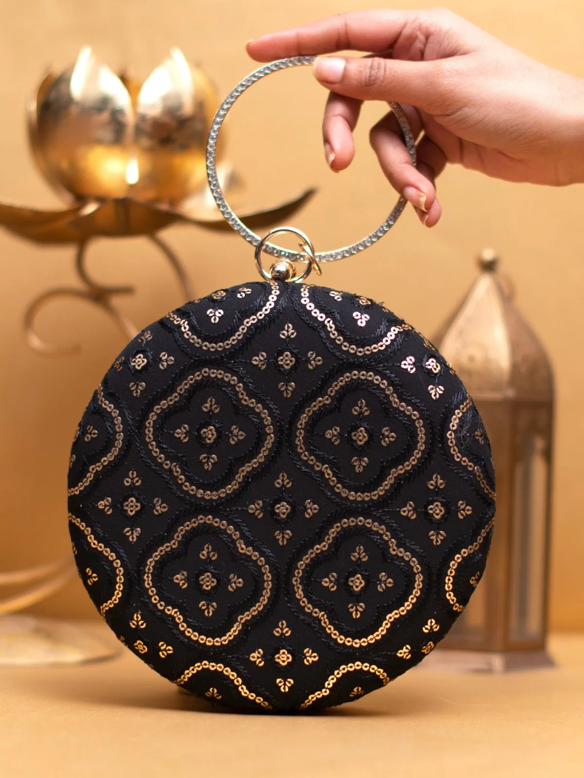 Round Sequin Clutches
