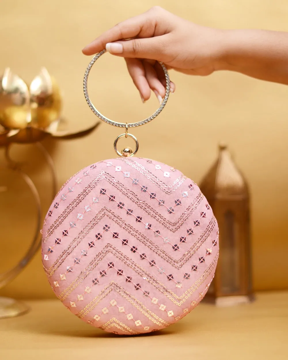 Round Sequin Clutches