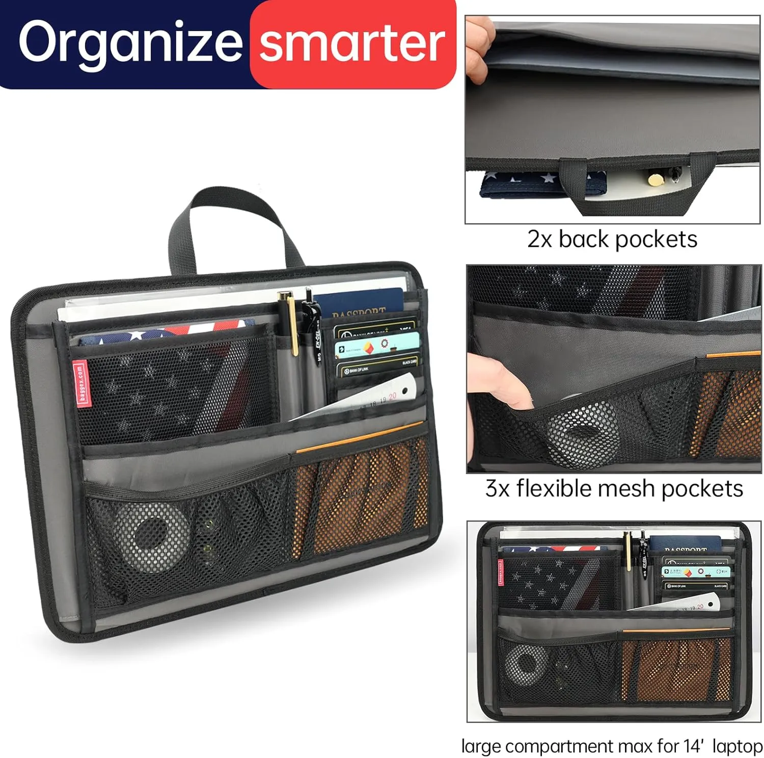 Rugged Organizer Insert for Briefcase Messenger Tote Bag Laptop iPad Computer Notebook Document