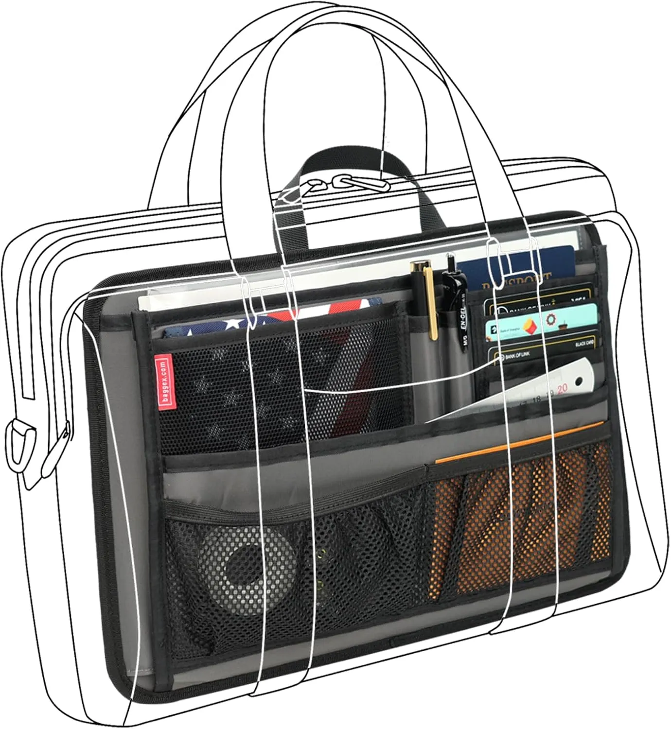 Rugged Organizer Insert for Briefcase Messenger Tote Bag Laptop iPad Computer Notebook Document