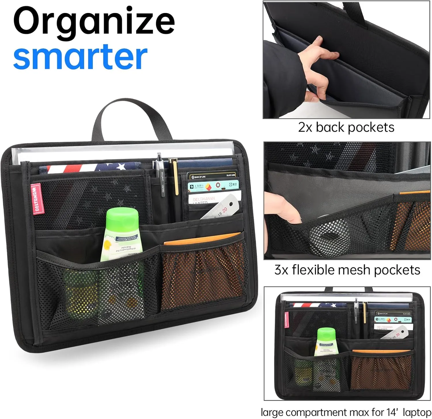 Rugged Organizer Insert for Briefcase Messenger Tote Bag Laptop iPad Computer Notebook Document