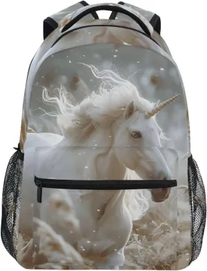 Running Unicorn Downhill Backpack 3rd 4th 5th Grade School Bookbag Travel Laptop Daypack Bag Purse for Boys Girls Teens