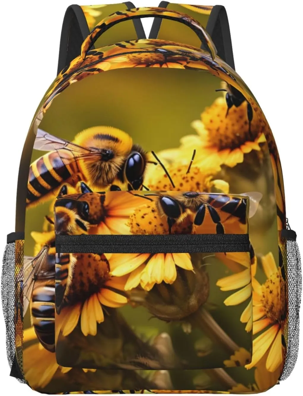 Rural Honey Bees Flowers Print Travel Backpack Carry On Flight Approved,Water-Resistant Laptop Backpack For Men Women