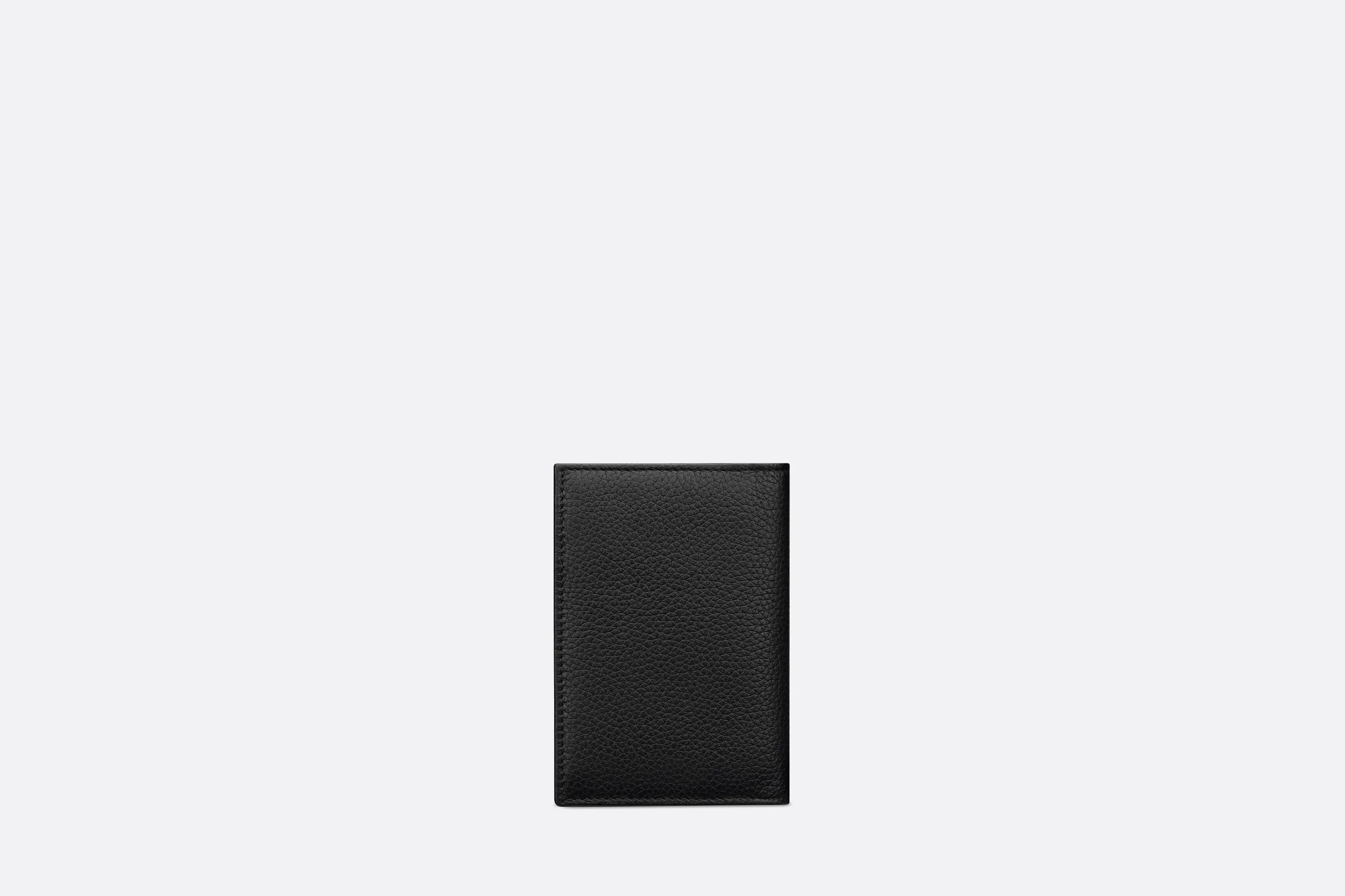 Saddle Bi-Fold Card Holder • Black Grained Calfskin Leather Marquetry with Beige and Black Dior Oblique Jacquard
